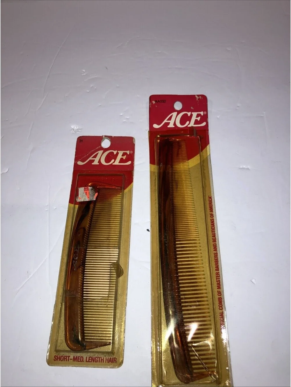2- Vintage Ace Hard Rubber Comb All Purpose Genuine Ace Tortoise NEW OLD STOCK
